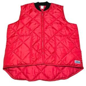 Vintage Big Smith Red Quilted Trucker Work Farm Western Vest, Men Sz‎ XL Zip Up